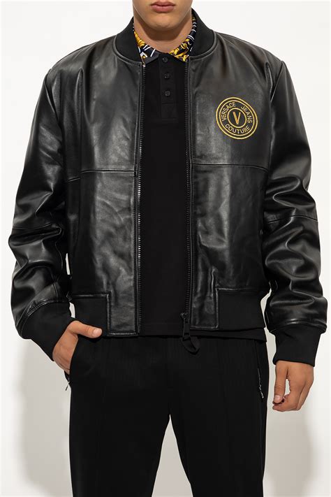 versace couture bomber|Versace Jeans Couture Leather Bomber Jacket .